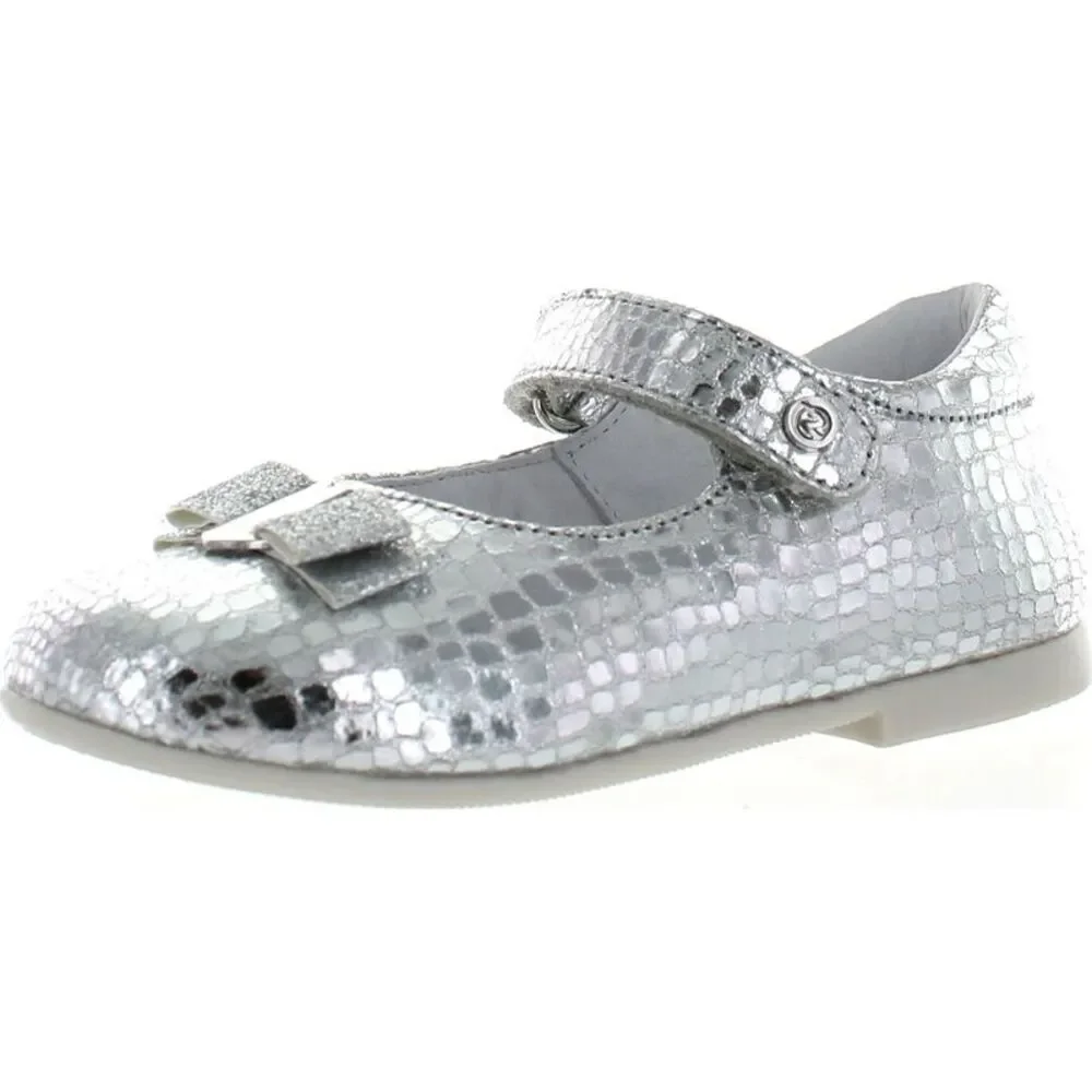 Naturino Silver Metallic Mary Jane Girls Shoe with Bow